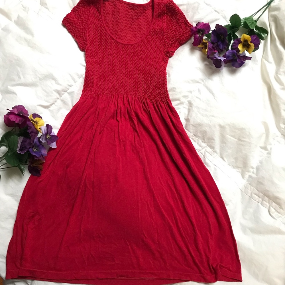 M Rena OS smocked bodice tunic T-shirt dress